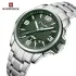 NAVIFORCE 9215 Men Wristwatch Top Brand Luxury Waterproof Watch Original Stainless Steel Sport Military Quartz Male Clock - Silver Green